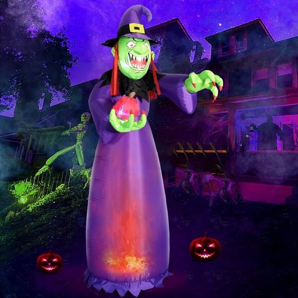 10FT Huge Halloween Inflatable Decoration Witch with Built-in LED Magic Light - Picture 3 of 7
